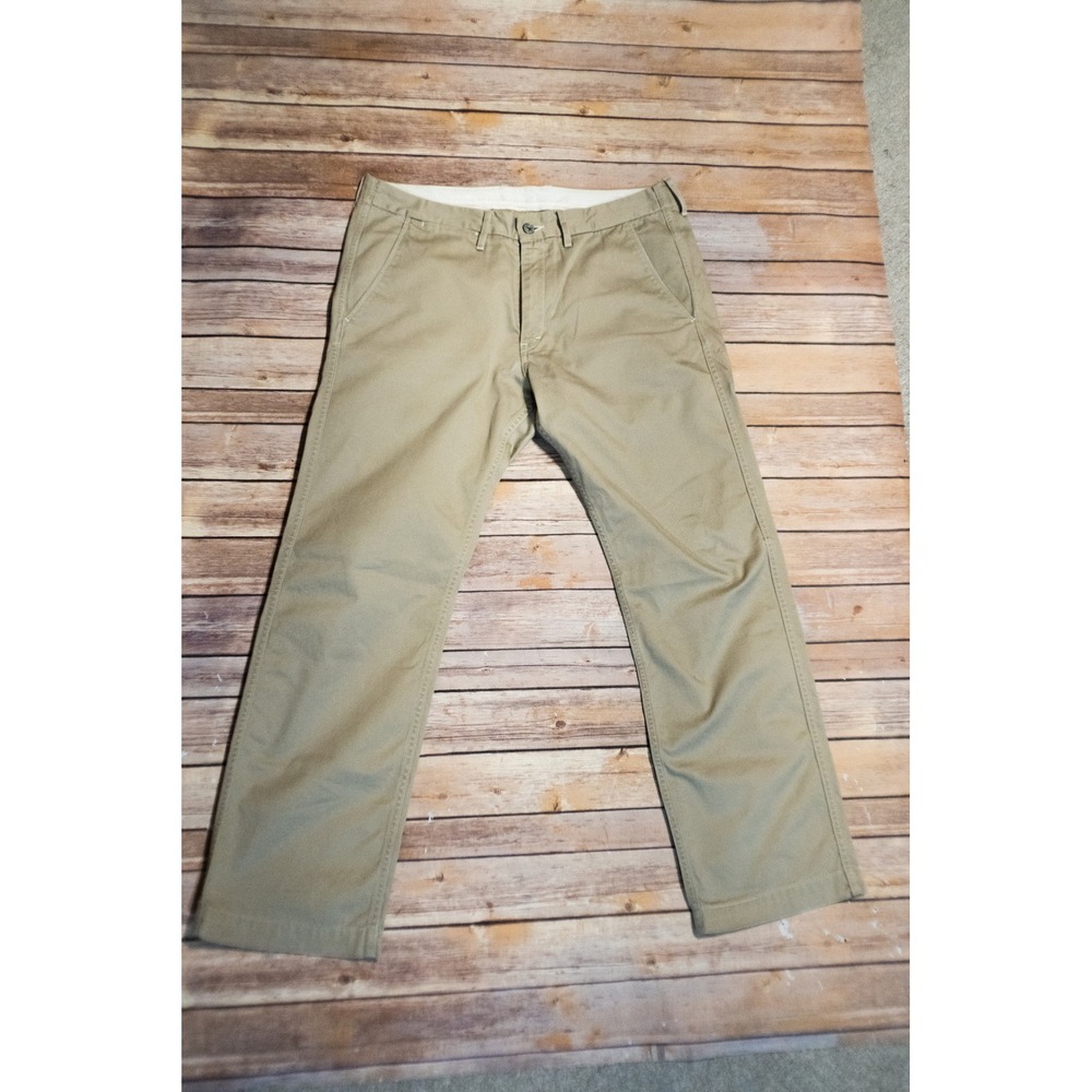 Momotaro Jeans Mens Khaki Chino Trousers Made in Okayama Japan GTB Stripes Tan - Picture 8 of 16